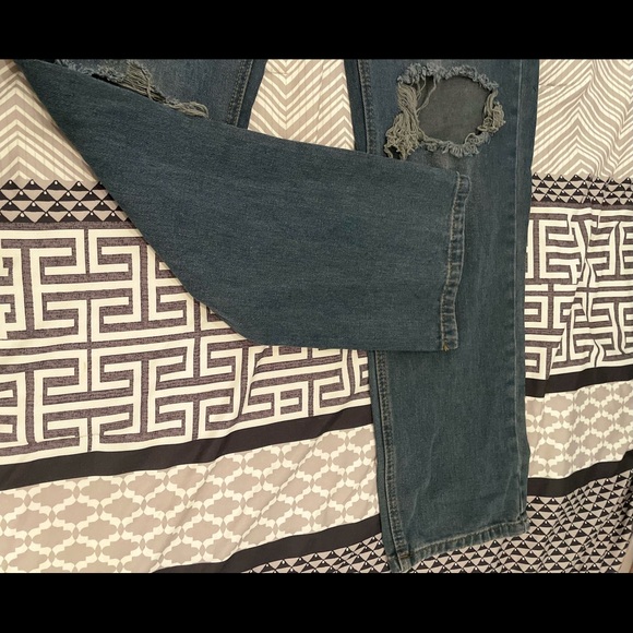 Missguided dark blue wrath slash rip highwaisted straight leg jeans, US 6-UK10 - Picture 9 of 9